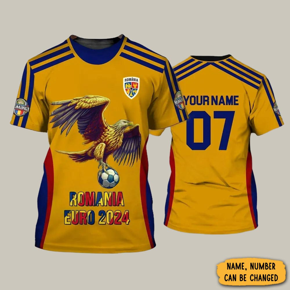 Personalized Eagle Romania Euro 2026 T-Shirt Patriotic Romania Football Clothes Gift For Fans