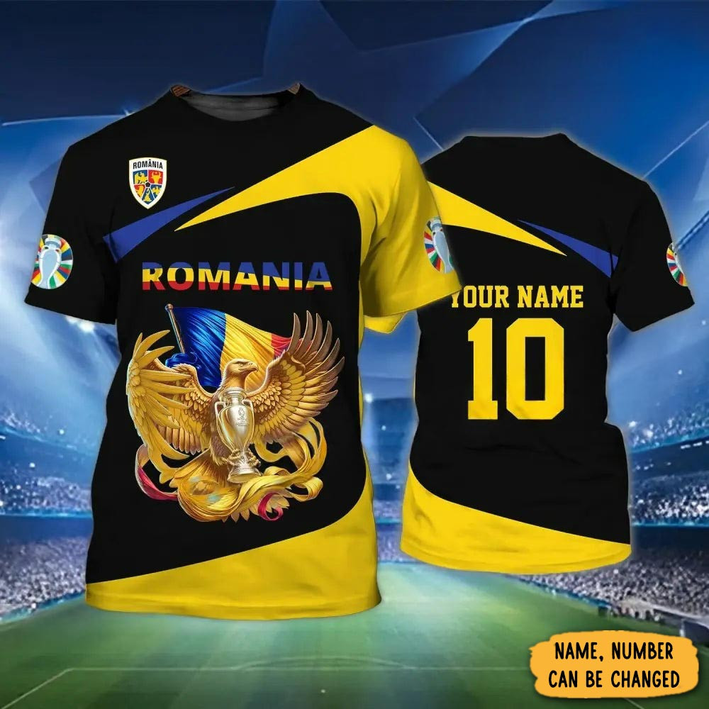 Personalized Eagle Romania Football T-Shirt Game Day Romania World Cup 2026 Shirt Gift For Him