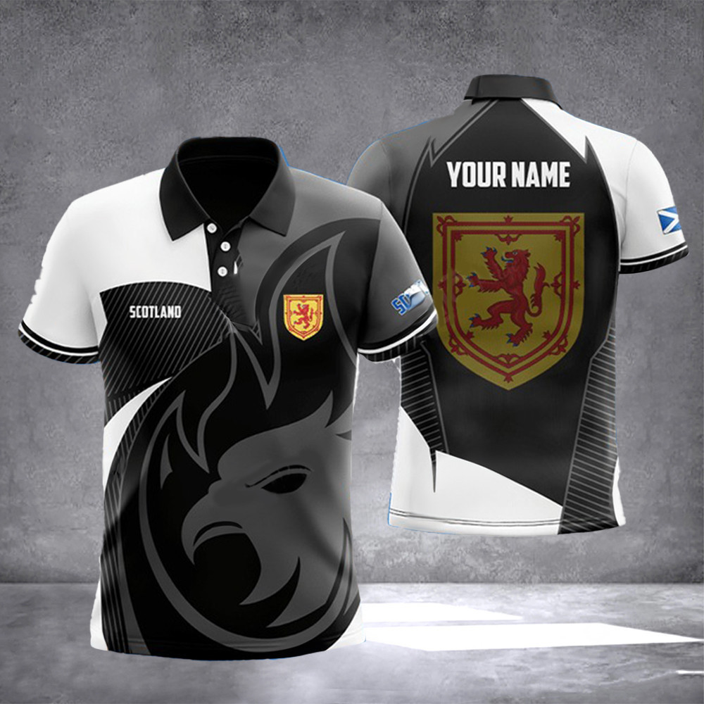 Personalized Eagle Scotland Flag Polo Shirt Scotland Heraldry Swedish Coat Of Arms Clothing