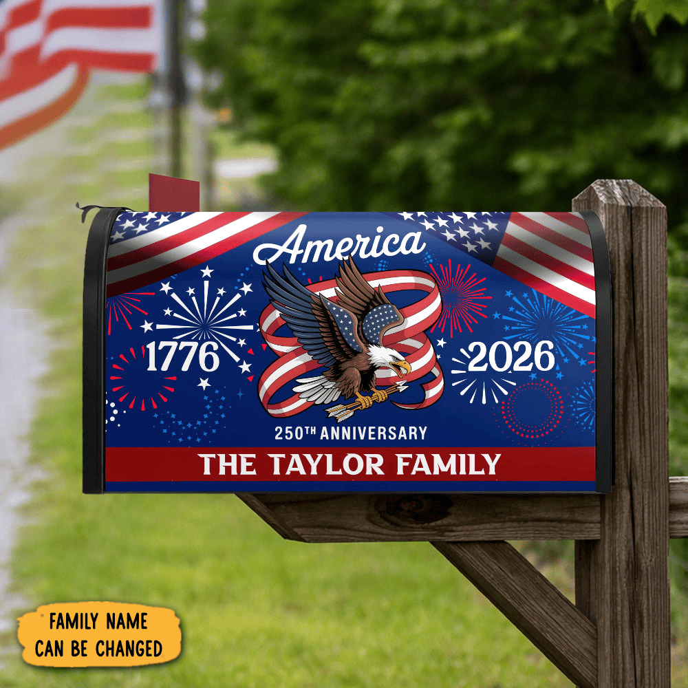 Personalized Eagle US 250th Anniversary 1776 2026 Mailbox Cover Independence Day Presents