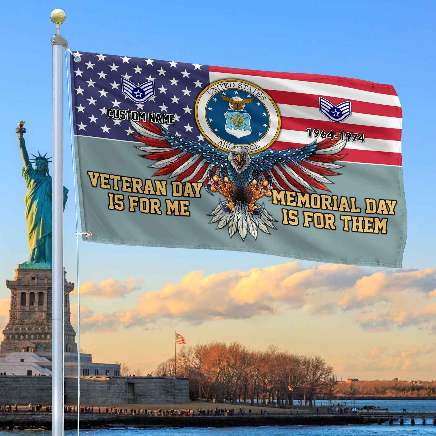 Personalized Eagle US Air Force Flag Veteran Day Is For Me Memorial Day Is For Them