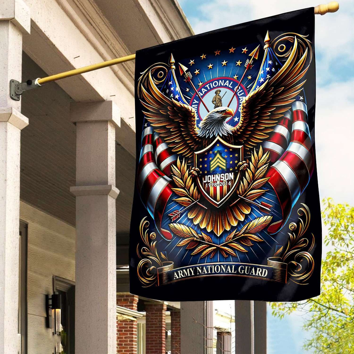 Personalized Eagle US Army National Guard Flag USA Military Patriotic Flag Gift For Veterans