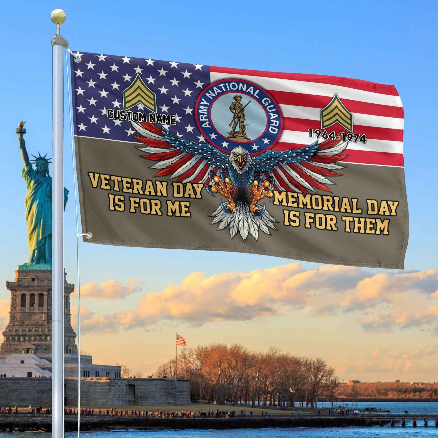 Personalized Eagle US Army National Guard Flag Veteran Day Is For Me Memorial Day Is For Them