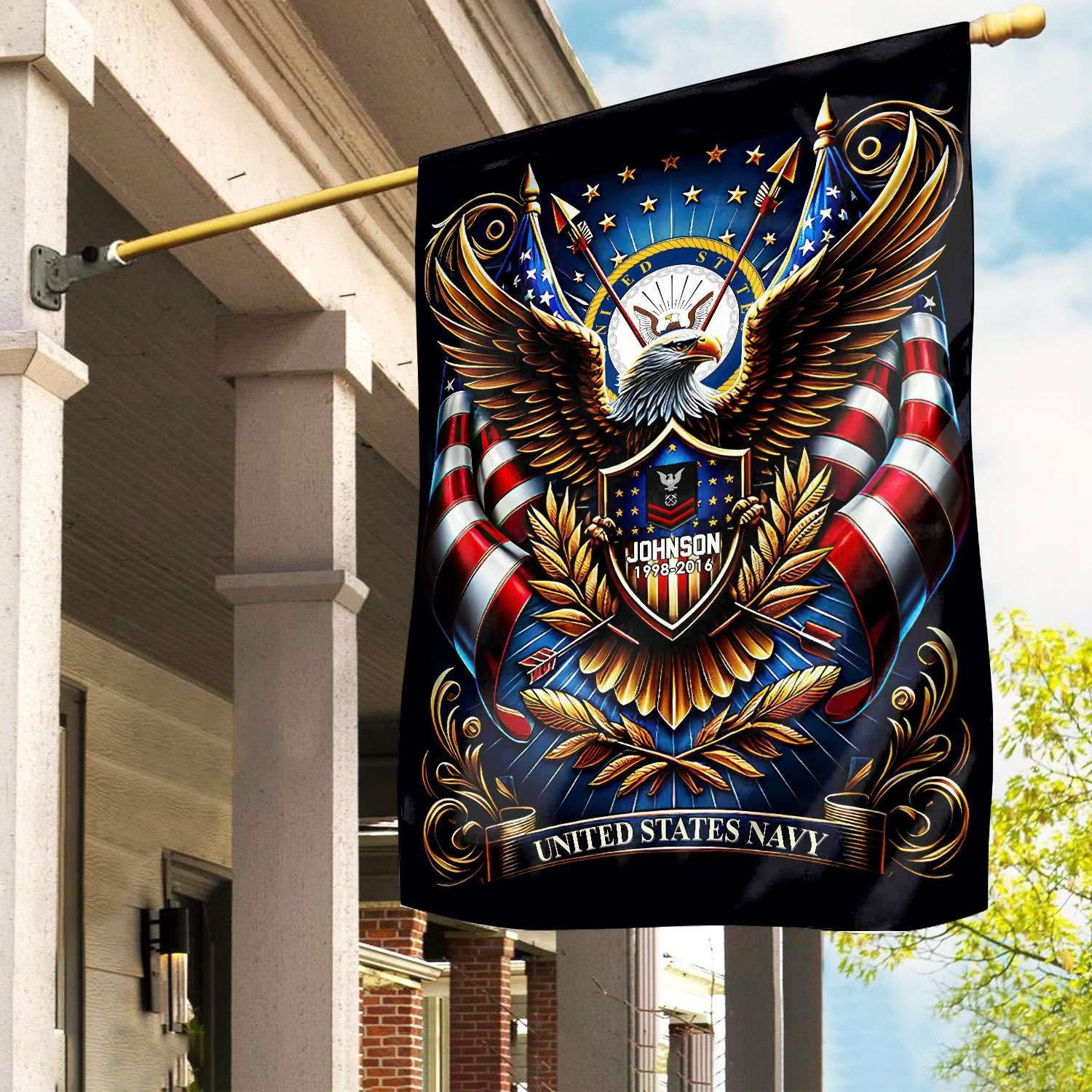 Personalized Eagle US Navy Flag USA Military Patriotic Flag Gift For Navy