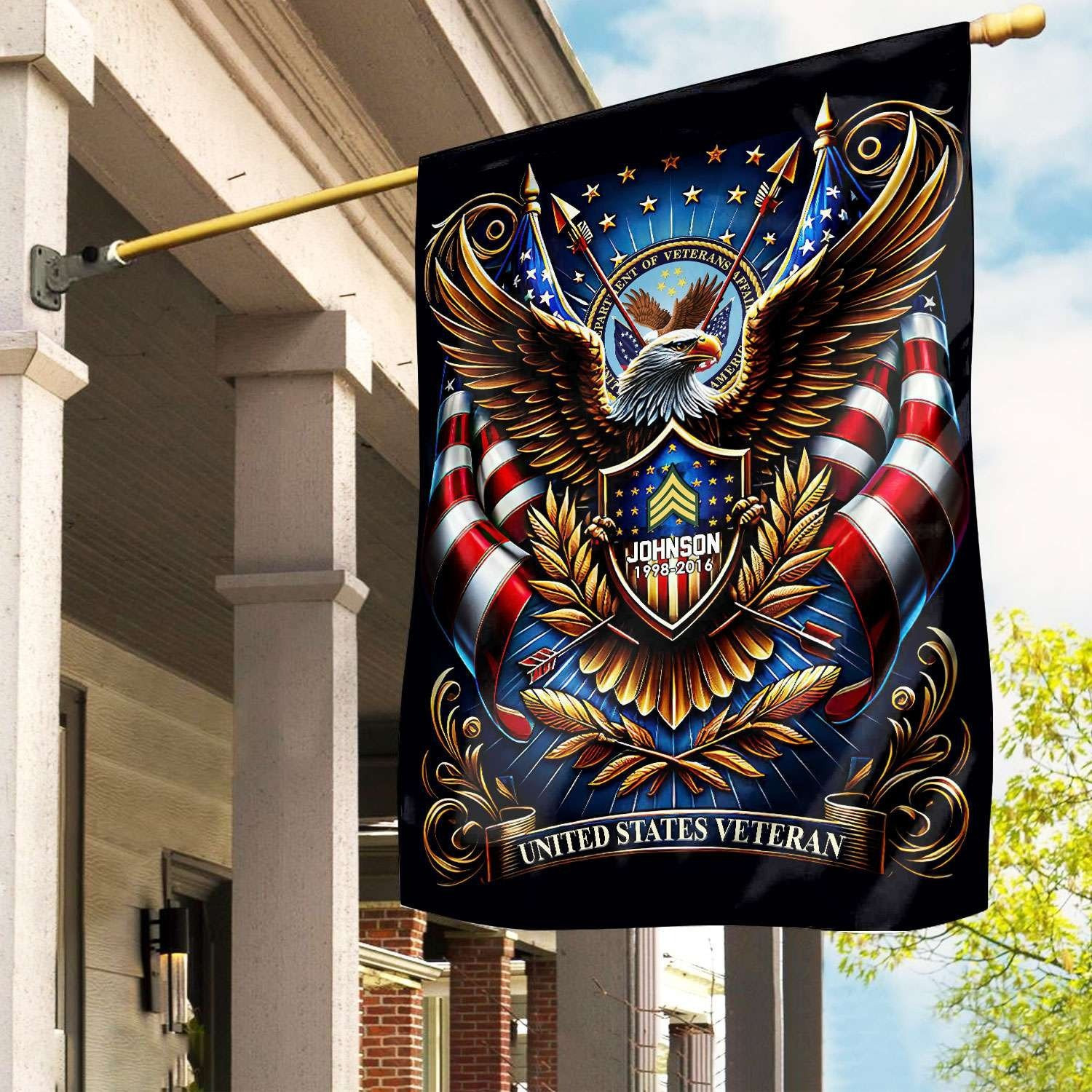 Personalized Eagle US Veteran Flag USA Military Patriotic Flag Veteran Day Gift