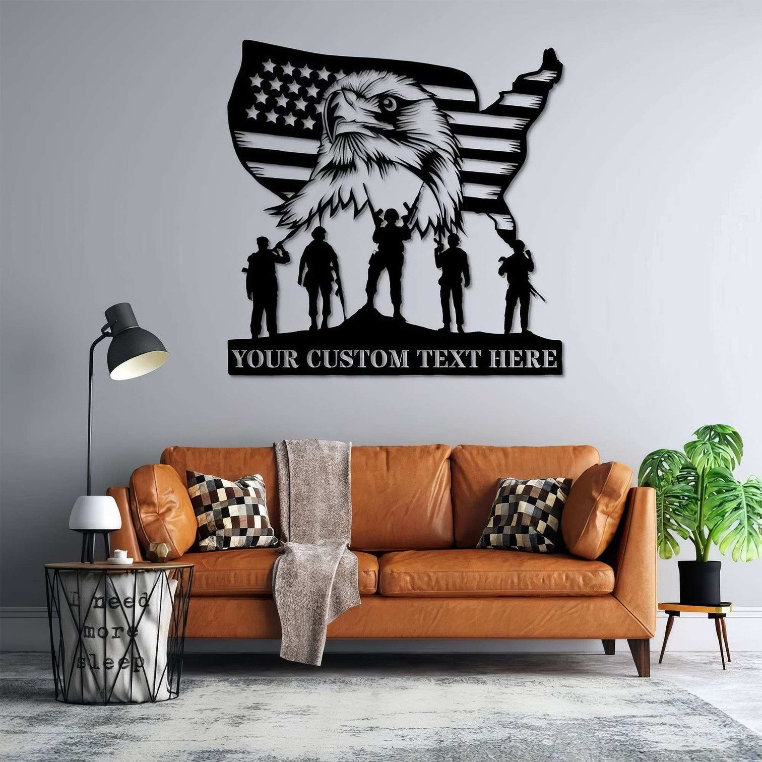 Personalized Eagle Veterans American Flag Metal Sign Patriotic Home Decor Gifts For Veterans