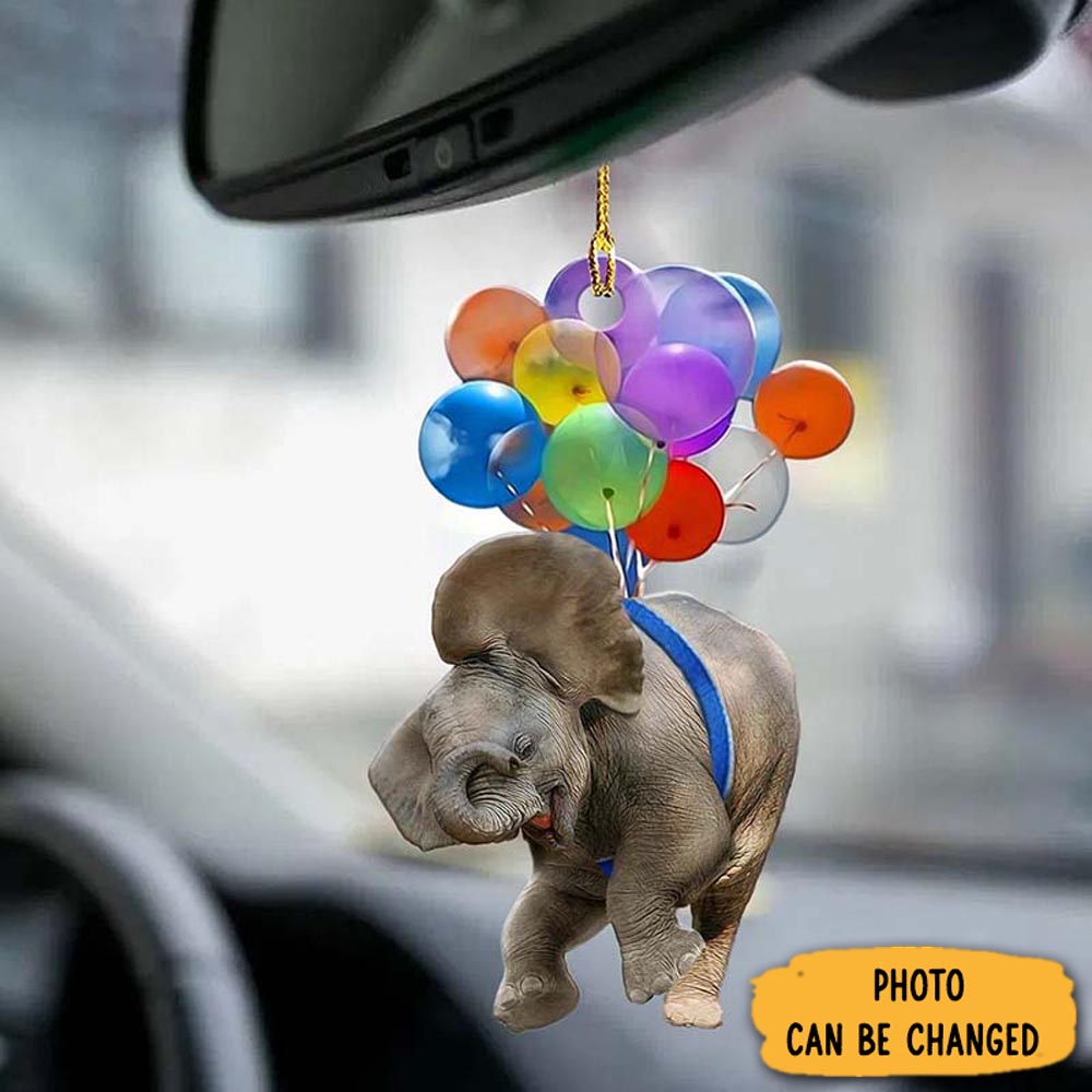 Personalized Elephant Fly With Bubbles Car Hanging Ornament Meaningful Christmas Ornament Gift