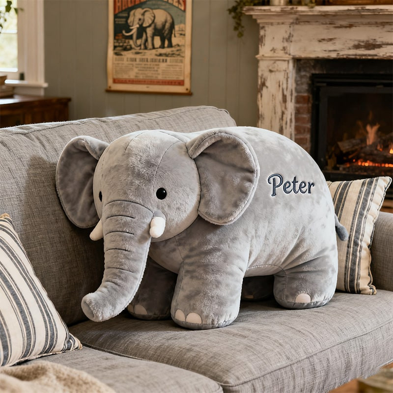 Personalized Elephant Pillow Cute Animal Home Decor Christmas Gift For Elephant Lovers