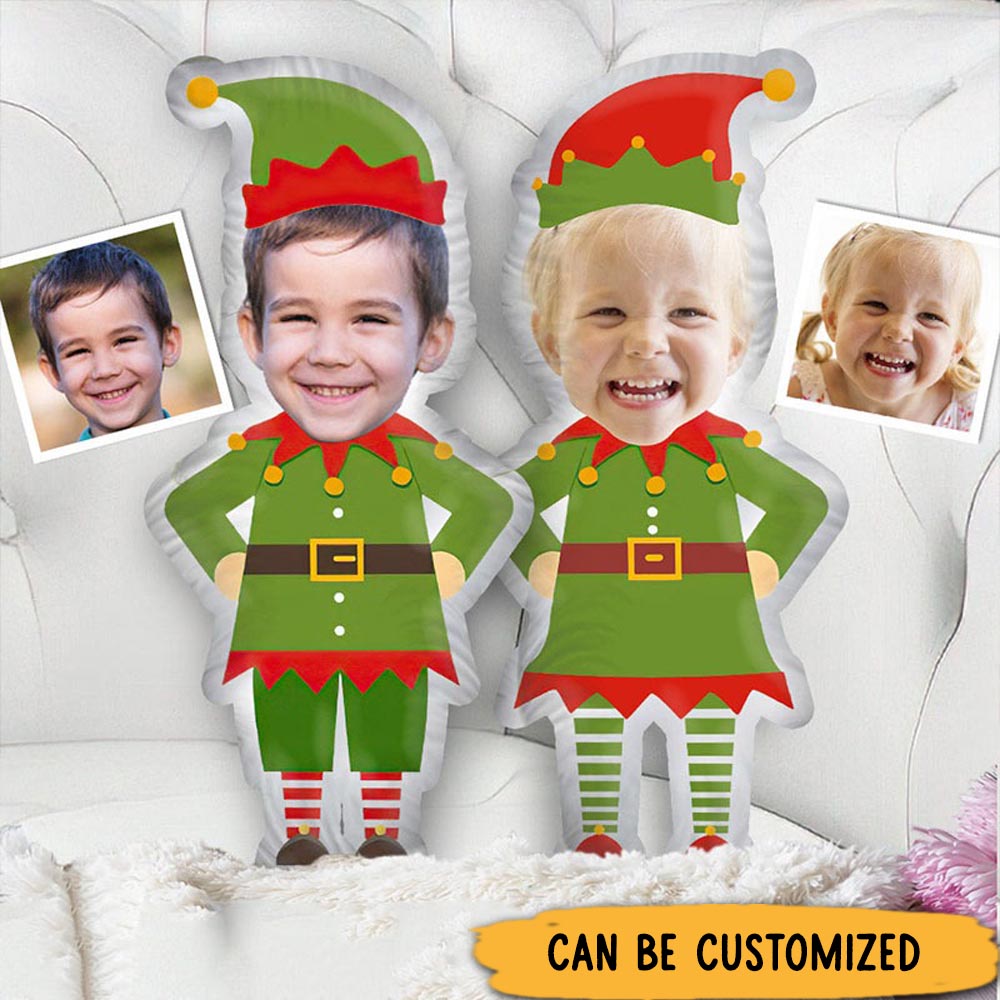 Personalized Elf Pillow with Custom Photo Feature Creating a Festive and Playful Holiday Decoration for Home Pillow