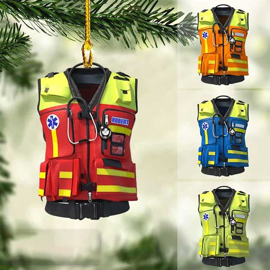 Personalized EMT Paramedic Safety Vest Custom Shape Ornament Gift For Paramedic