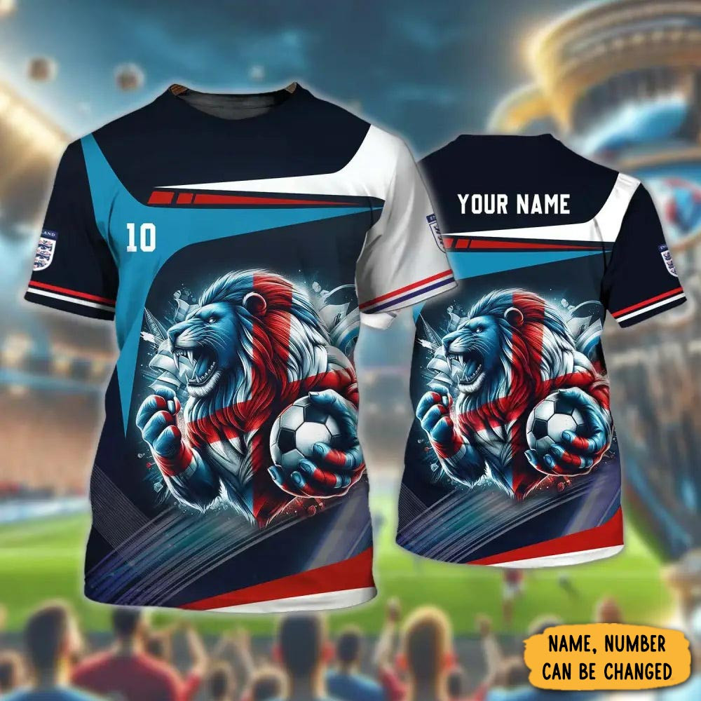 Personalized England Lion Art T-Shirt England National Football Clothes Best Gift For Fans