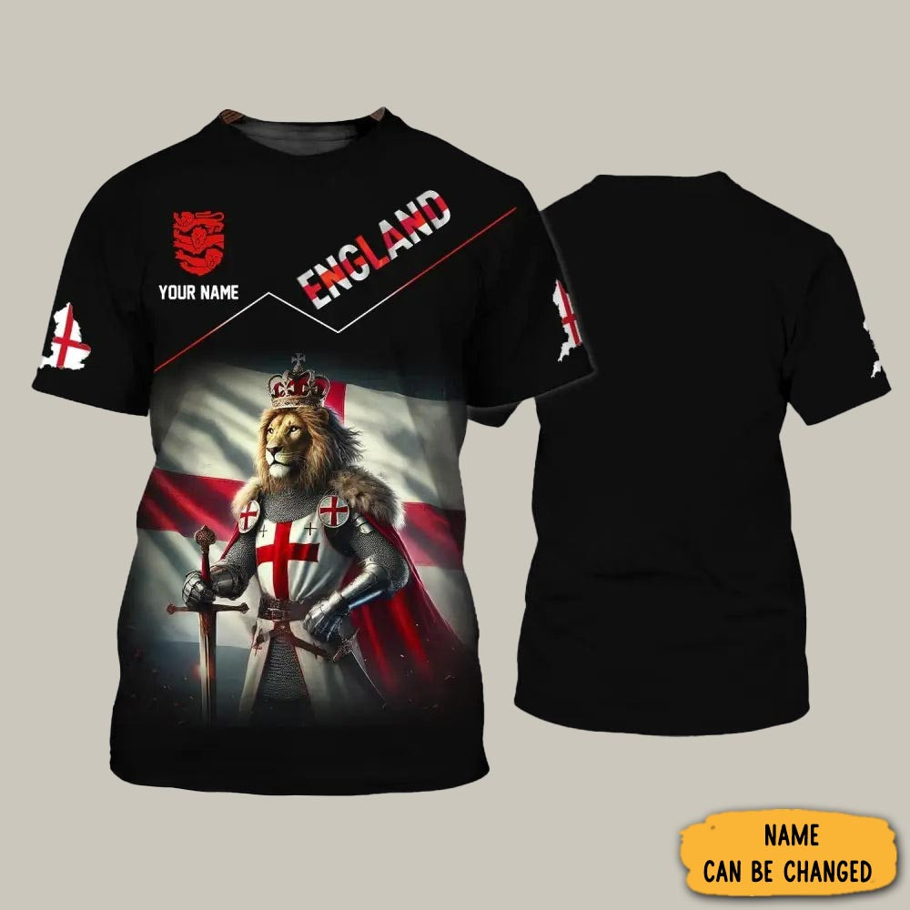 Personalized England Lion Art T-Shirt Game Day England National Football Clothes Fan Gear