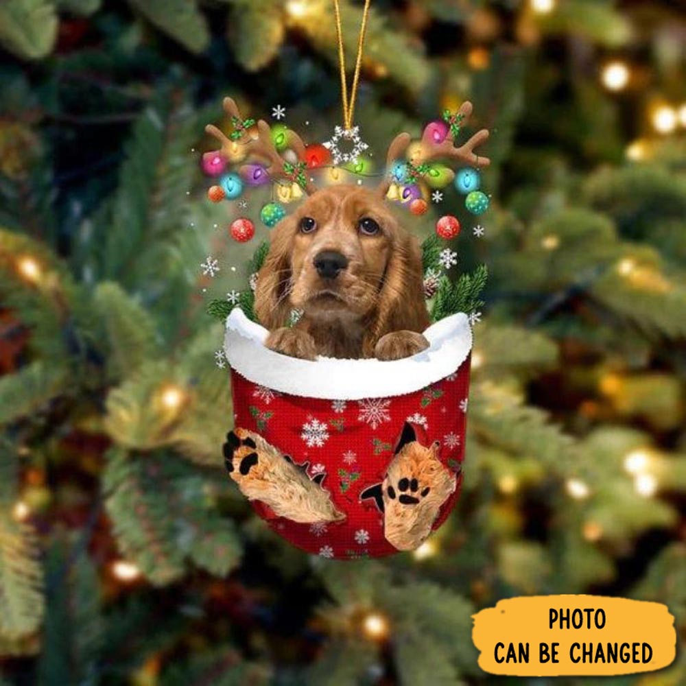 Personalized English Cocker Spaniel In Snow Pocket Christmas Ornament Meaningful Birthday Ornament Gift