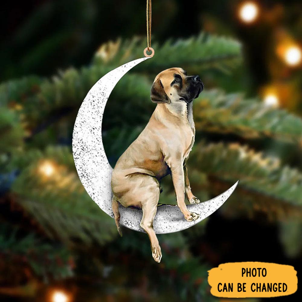 Personalized English Mastiff Sit On The Moon Ornament Heartfelt Ornament Gift For Mom