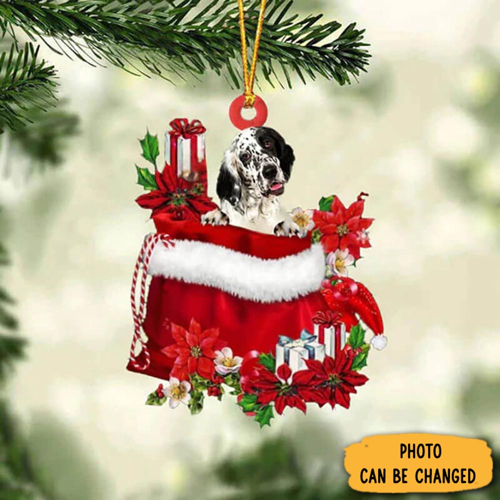 Personalized English Setter In Gift Bag Christmas Ornament Sweet Ornament Gift For Couples
