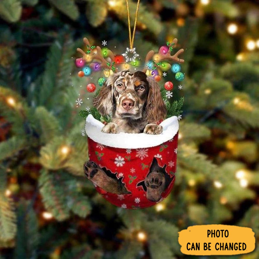 Personalized English Setter In Snow Pocket Christmas Ornament Warm Ornament Gift For Family