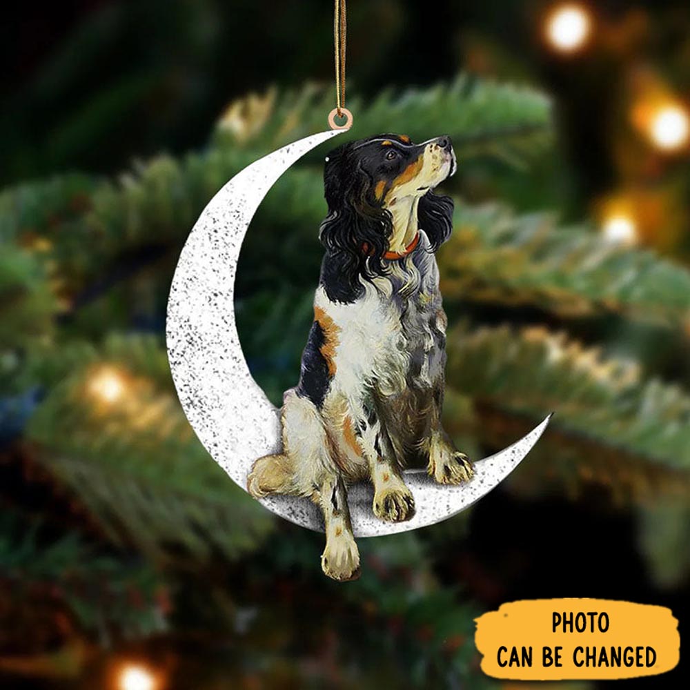 Personalized English Setter Sit On The Moon Ornament Cozy Christmas Ornament Decoration
