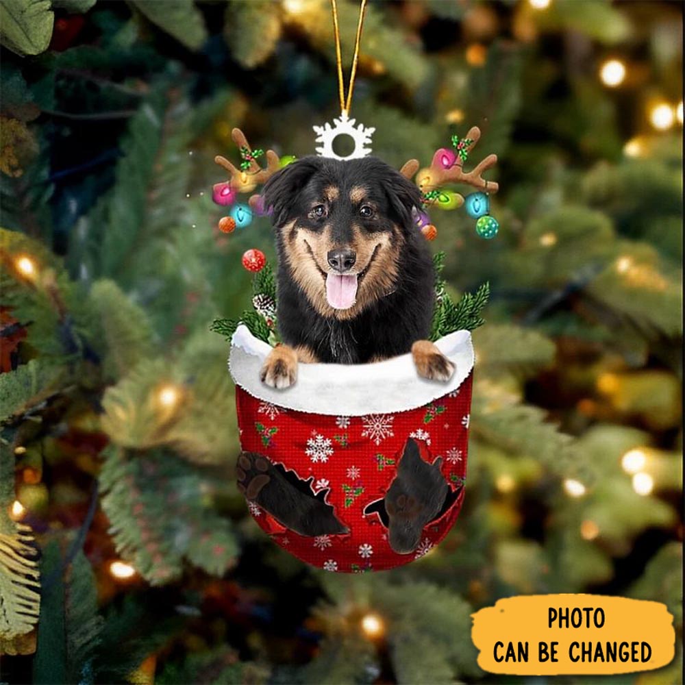 Personalized English Shepherd In Snow Pocket Christmas Ornament Beautiful Holiday Ornament Keepsake