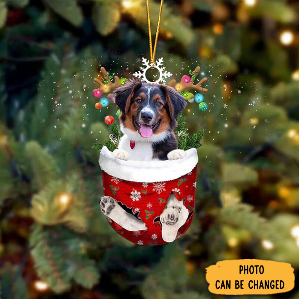 Personalized English Shepherd In Snow Pocket Christmas Ornament Magical Christmas Tree Ornament