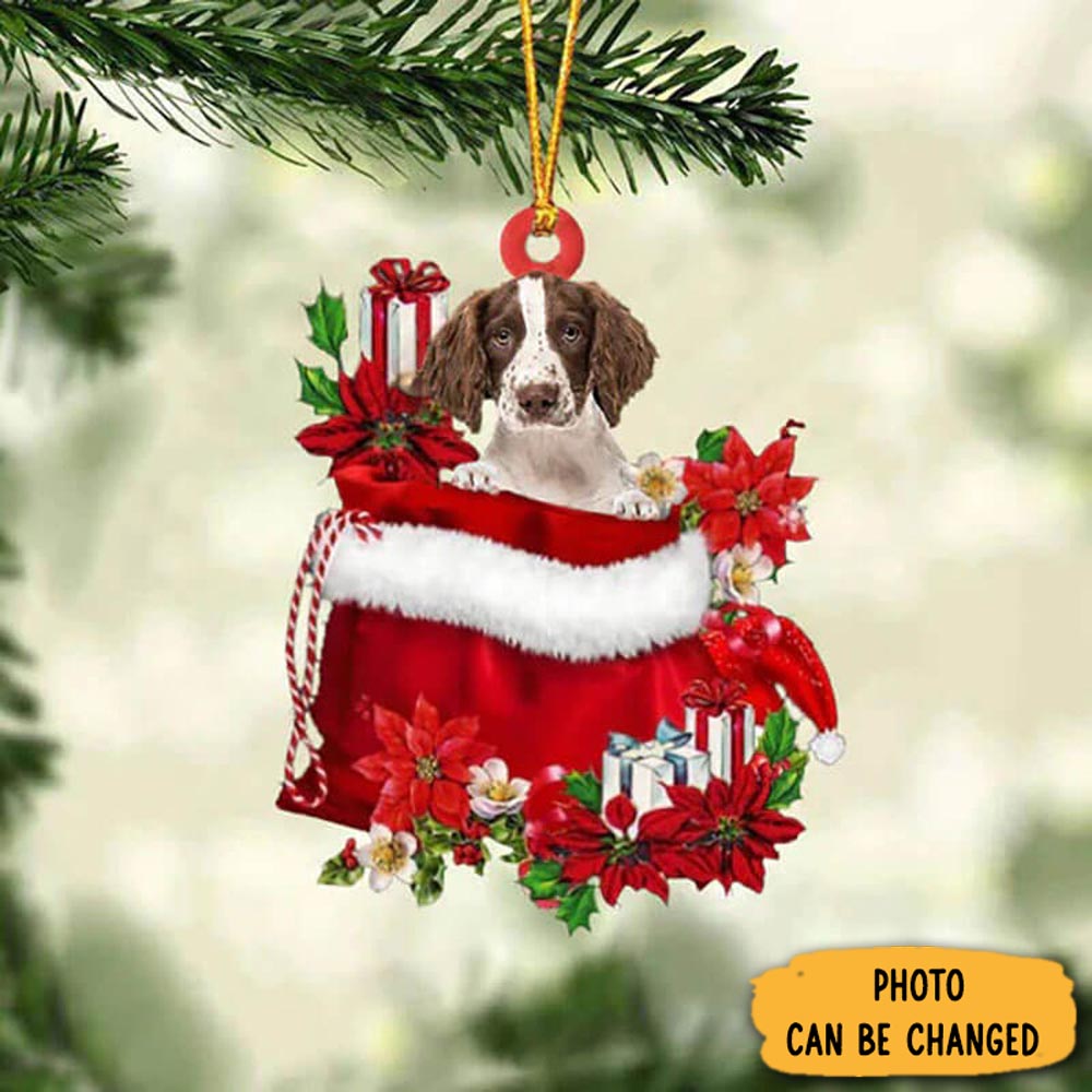 Personalized English Springer Spaniel In Gift Bag Christmas Ornament Classic Christmas Ornament Gift