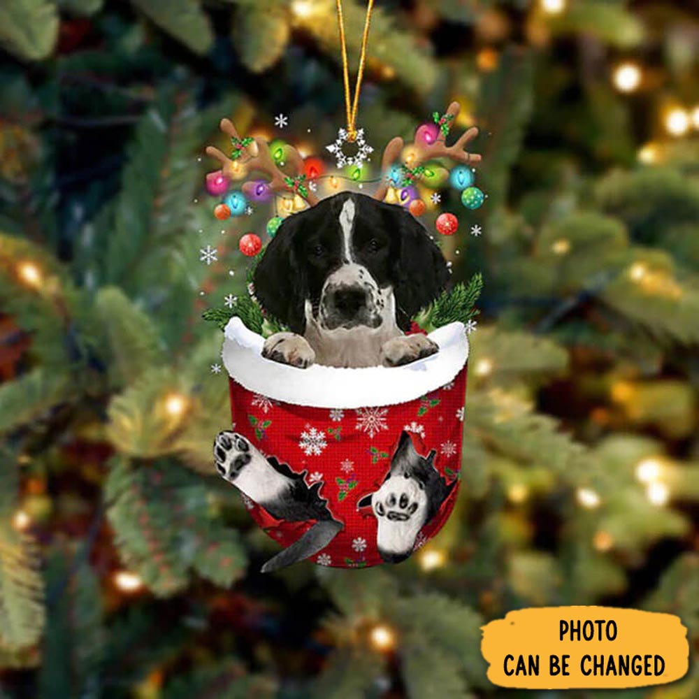 Personalized English Springer Spaniel In Snow Pocket Christmas Ornament Custom Christmas Ornament Gift Idea