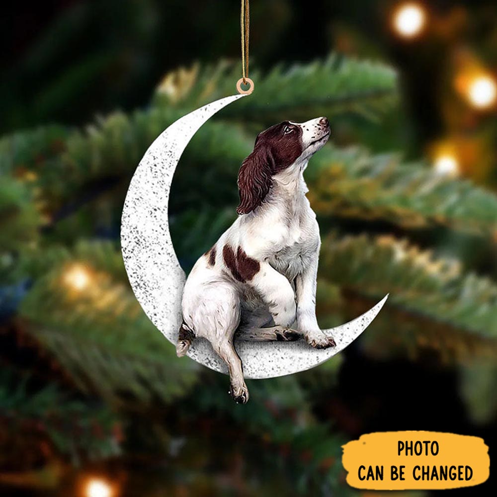 Personalized English Springer Spaniel Sit On The Moon Ornament Meaningful Christmas Ornament Gift