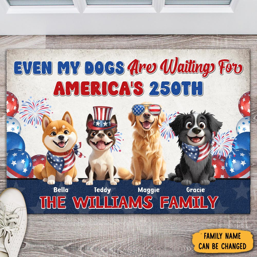 Personalized Even My Dog Waiting For America 250th Garage Banner 4th Of July Gift For Pet Lovers