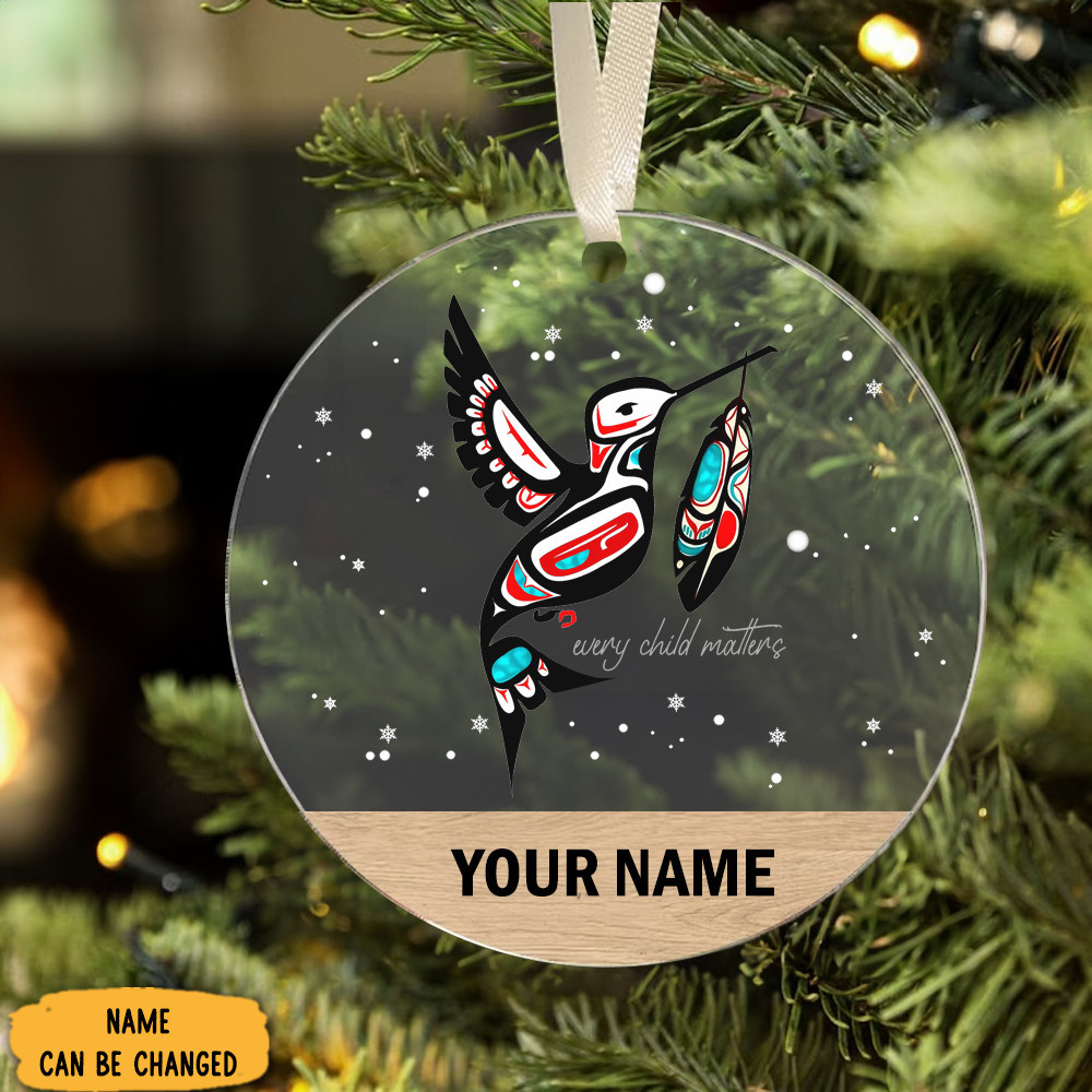 Personalized Every Child Matters Ornament Haida Hummingbird Art Orange Day Canada Awareness