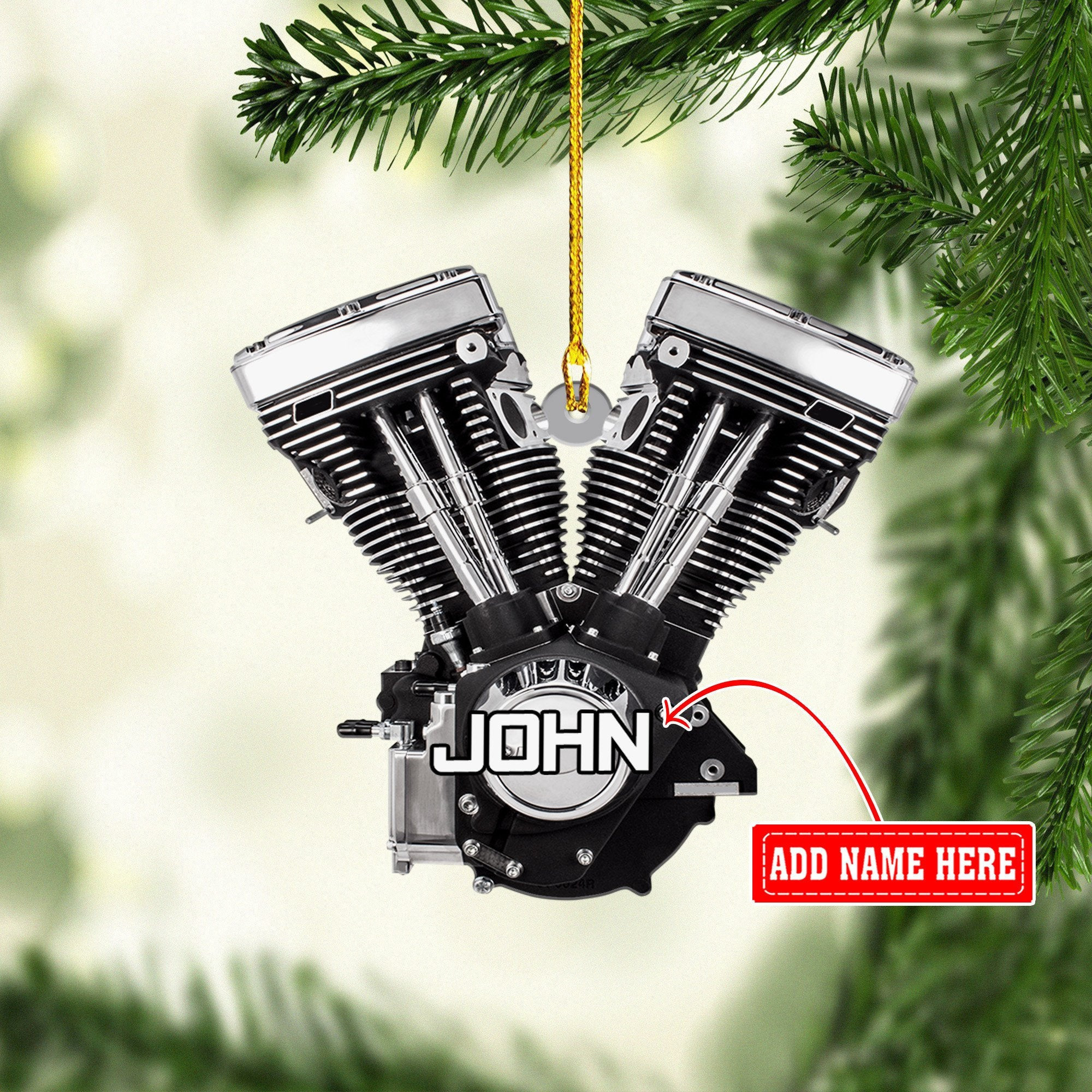 Personalized Evolution Engine Motorcycle Christmas Ornaments 2D Flat Ornament for Motorcycle Lover
