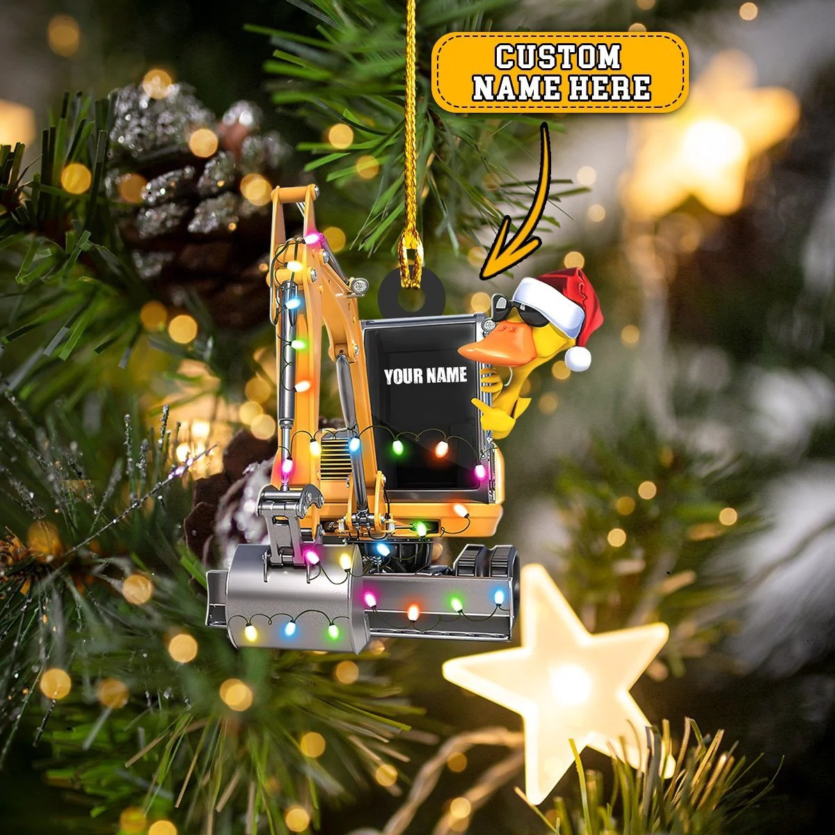 Personalized Excavator Christmas Ornament 2024 Excavator Christmas Tree Ornament