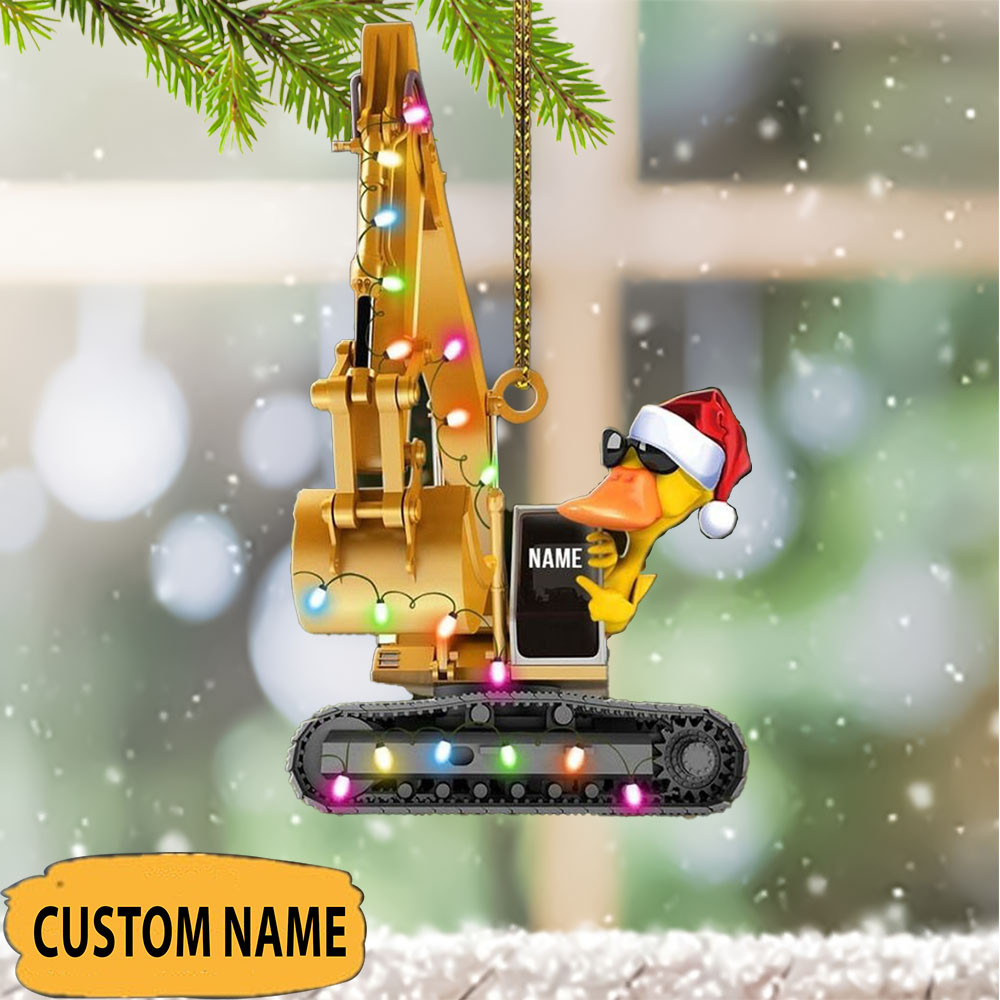 Personalized Excavator Duck Ornament Funny Christmas Ornaments Gifts For Holiday