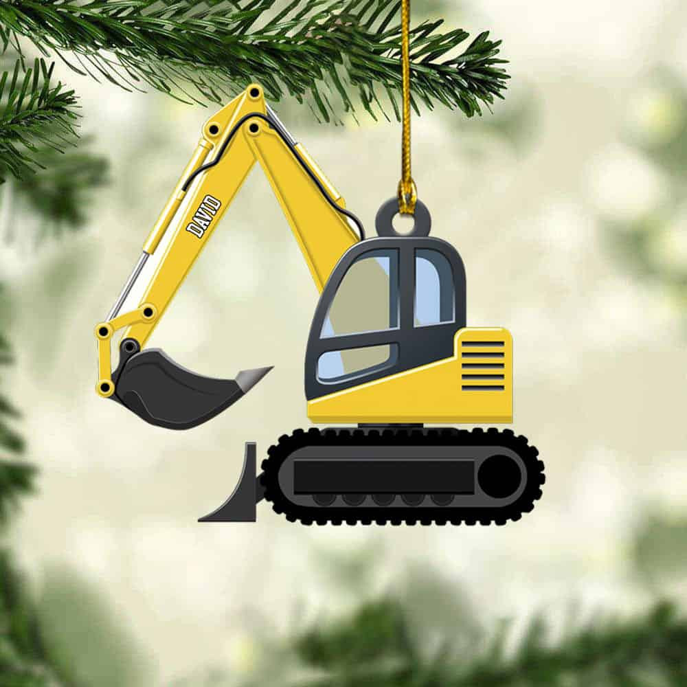 Personalized Excavator Heavy Equipment Christmas Ornament