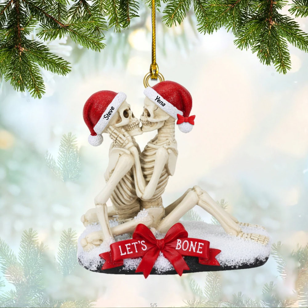 Personalized Excited Bone Couple Custom Flat Acrylic Ornament Christmas Gift For Couple