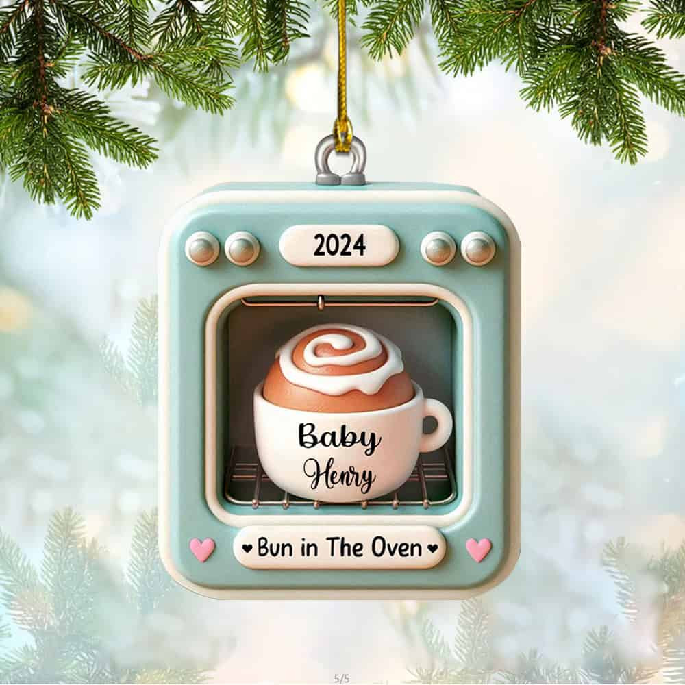 Personalized Expecting Baby Bun In Oven Christmas Ornament Gift For Pregnancy New Mom