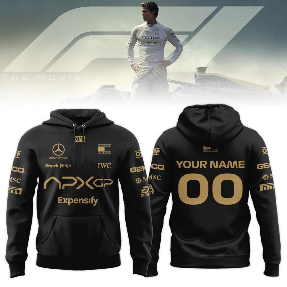 Personalized F1 The Movie 2025 APXGP Brad Pitt Black Hoodie Gift Ideas For Husband