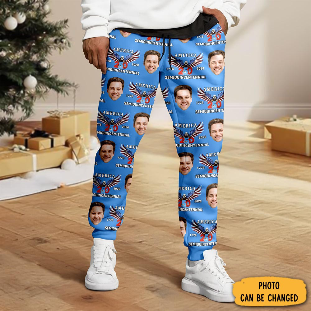 Personalized Face America 250th Anniversary Eagle USA Sweatpants America's Birthday Gift