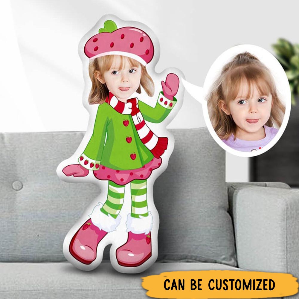 Personalized Face Body Pillow Christmas Girl with Pink Beret Playful and Festive Touch for Home
