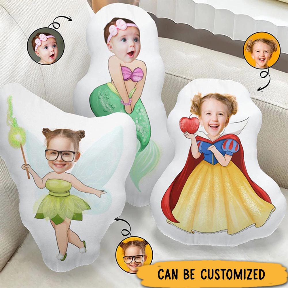 Personalized Face Princess Shaped Pillow Cartoon Photo Pillow Anime Lover Gift for Kids Friend Granddaughter Daughter