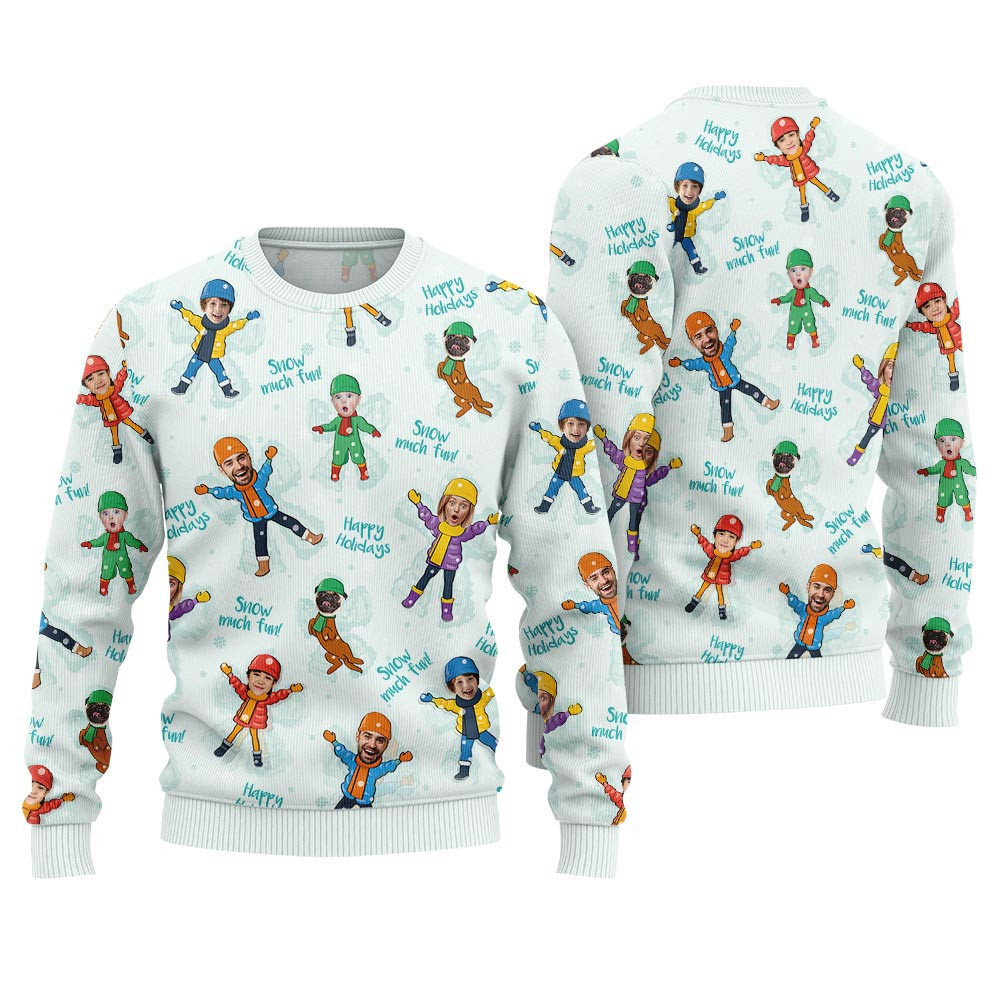 Personalized Face Ugly Holiday Sweater For Family And Friend Cute Sweaters For Christmas