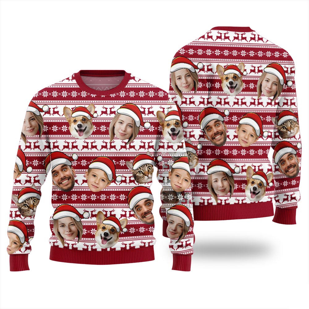 Personalized Face With Pet Ugly Xmas Sweater Family Gifts For Christmas