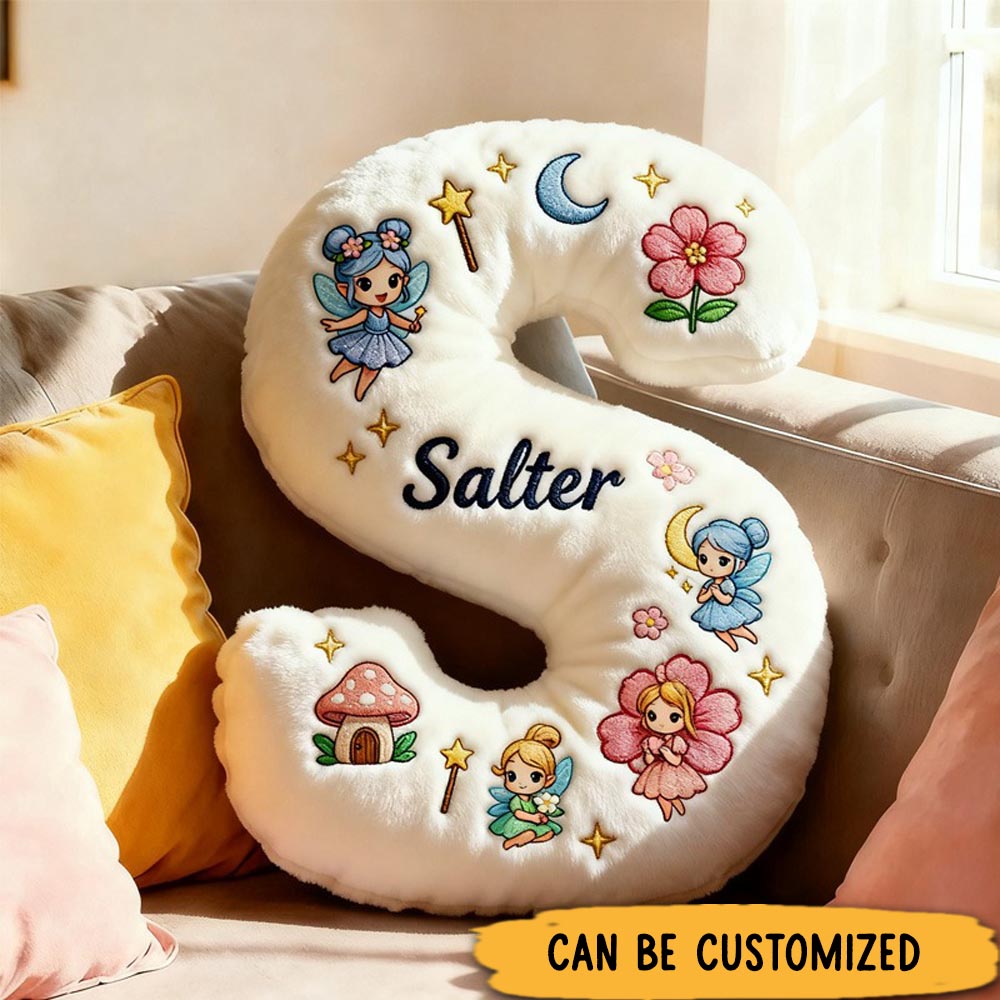 Personalized Fairies Book Alphabet Throw Pillow Graphic 3D Print Kids Pillow with Name for Kids Boys Girls Bookworm Book Lover Gifts Birthday Gift