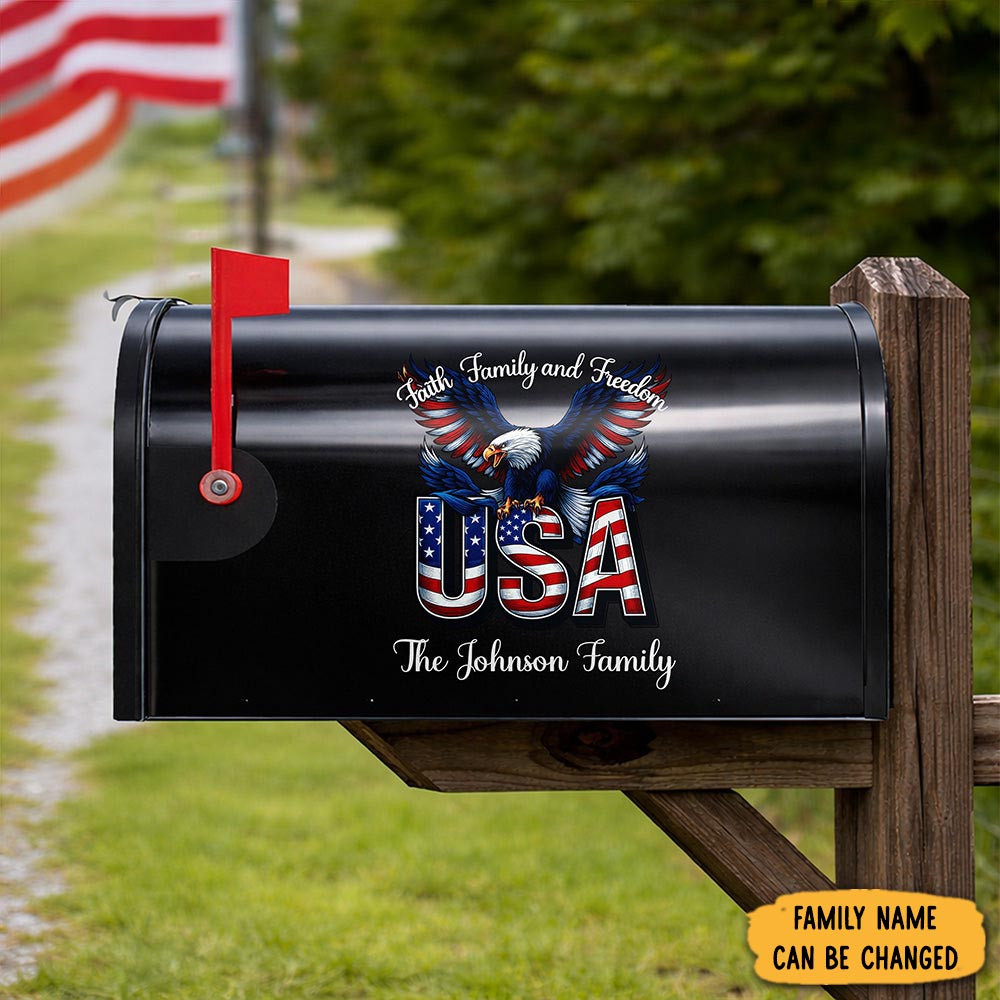 Personalized Faith Family Freedom America 250 Years Mailbox Cover 4th Of July Decor Family Gifts