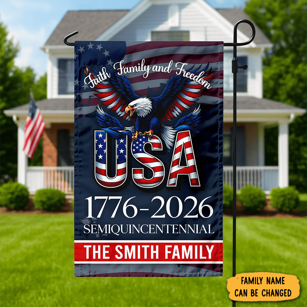 Personalized Faith Family Freedom America 250 Years Patriotic Flag Independence Day Gifts