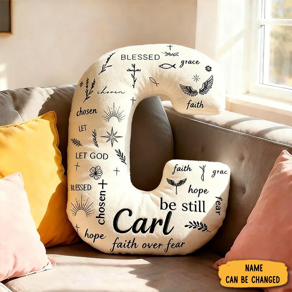 Personalized Faith Over Fear Letter Pillow With Custom Name Home Decor Faith Hope Grace Cross Dove Pillow Religious Christian Gift