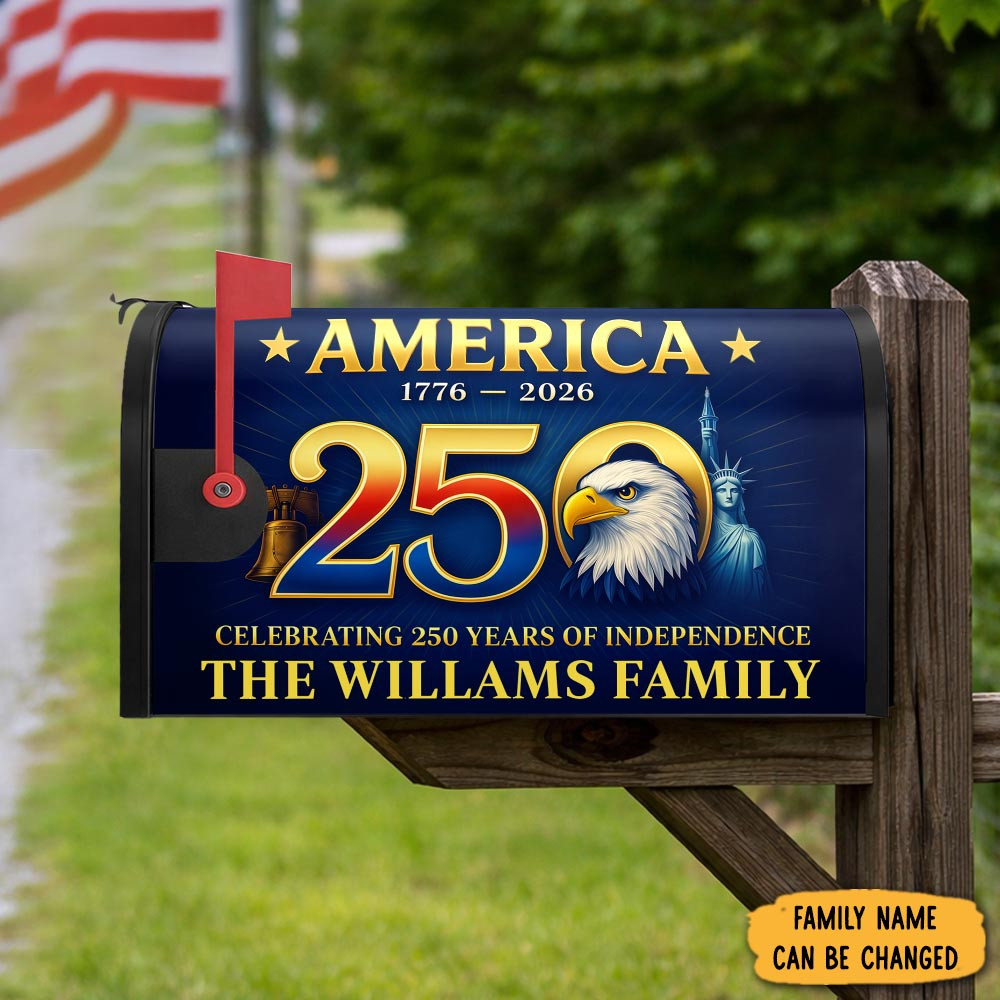 Personalized Family 250 Years Of Independence Patriotic Mailbox Cover Independence Day Gift