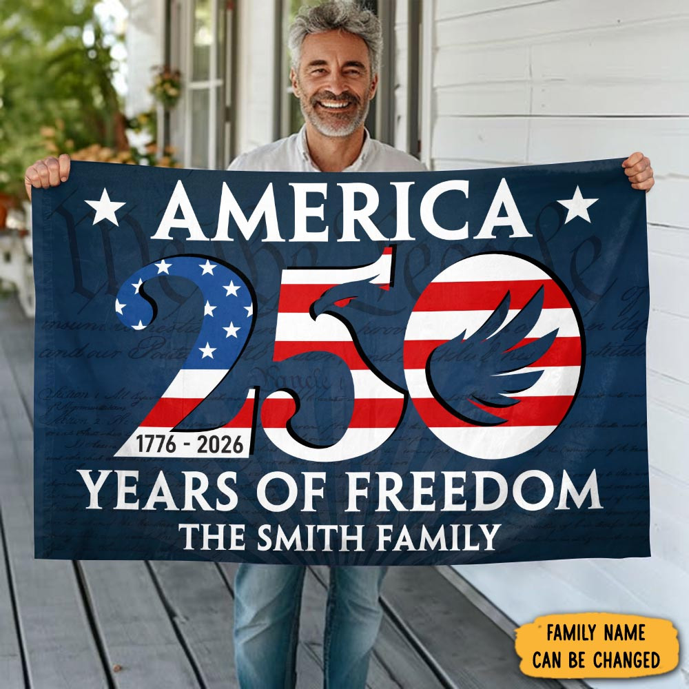 Personalized Family America 250 Years Of Freedom House Flag Fourth Of July Flag