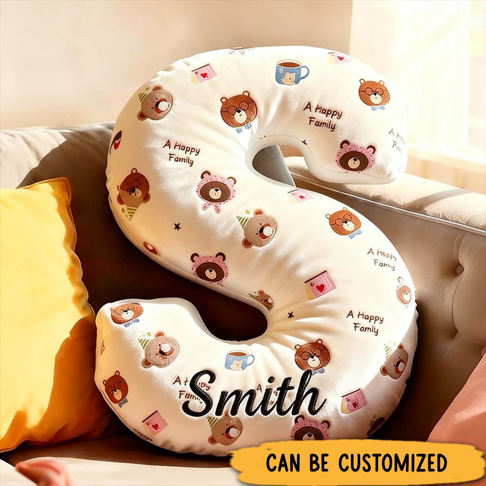 Personalized Family Kapibala 26 Letter Graphic 3D Print Pillow Family Gift with Custom Name Design