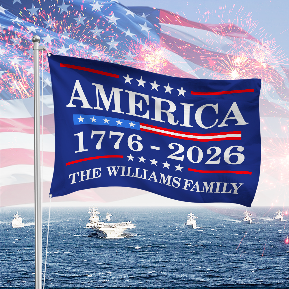 Personalized Family Name 250th Birthday Flag America Anniversary Banner House Flag America 250 Merchandise Patriotic Gifts For Men