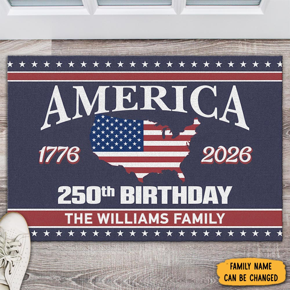 Personalized Family Name America 250th Anniversary Doormat Patriotic Decor Outside Home Decor