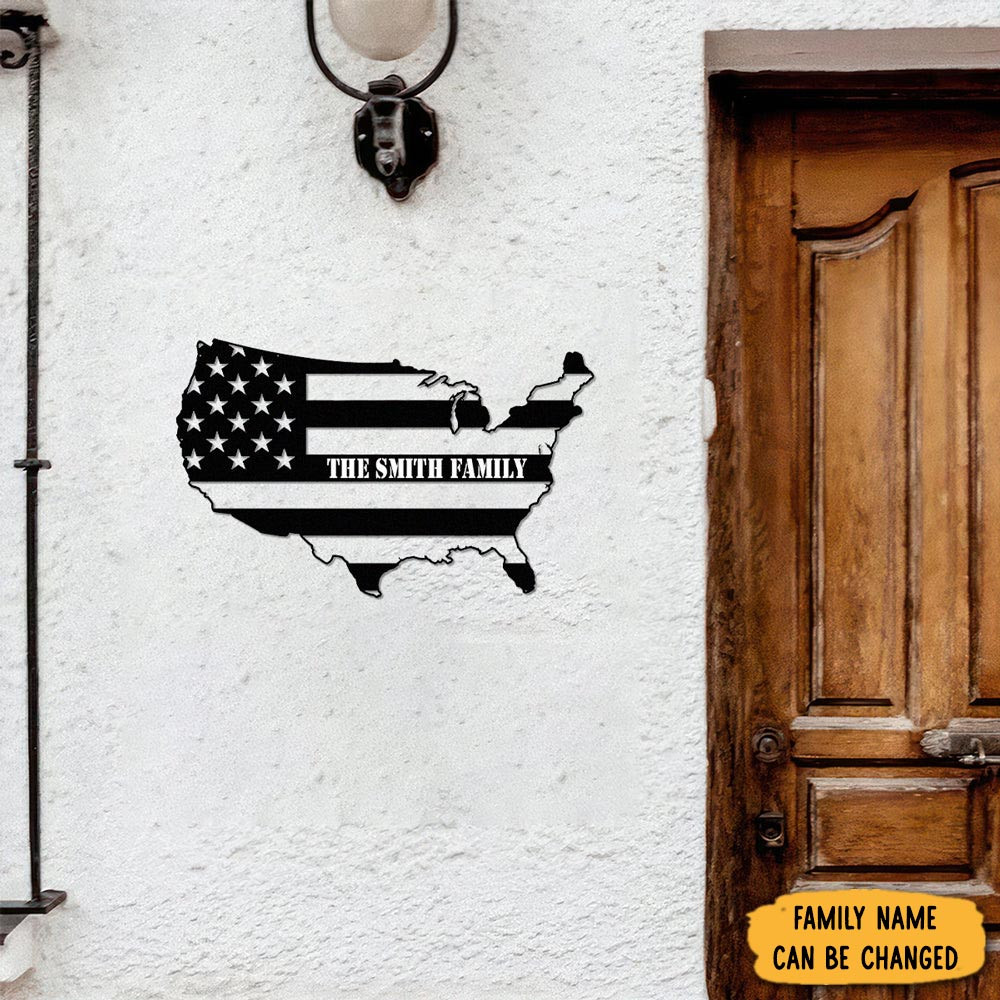 Personalized Family Patriotic National Flag Metal Sign July 4Th Decorations